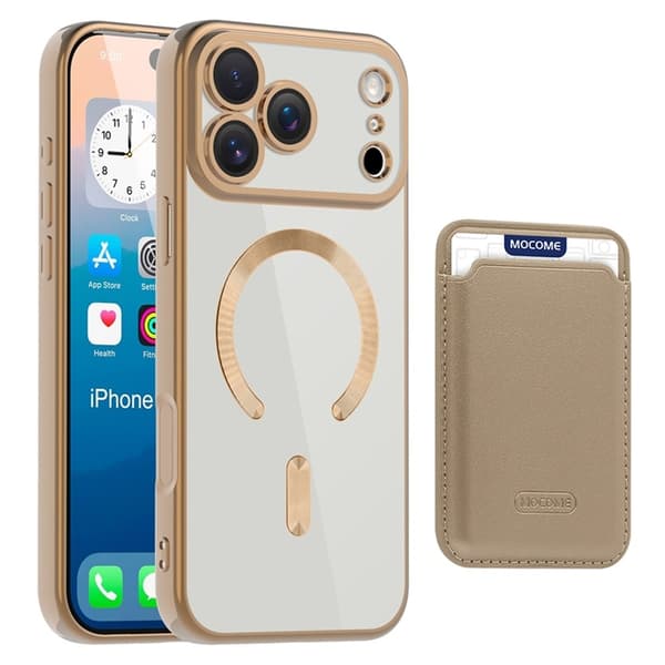 Mobilskal till iPhone 17 Pro Max MagSafe Korthållare TPU + PC - Guld Guld