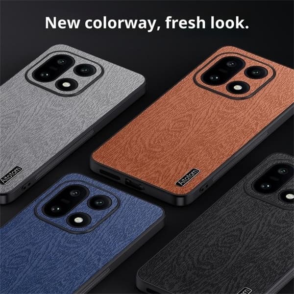 Mobilskal till OnePlus 15 5G Wood Texture PU Läder - Grå Grå