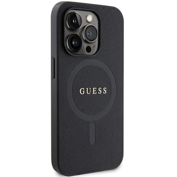 Guess iPhone 14 Pro Max Mobilskal Magsafe Saffiano - Svart Svart