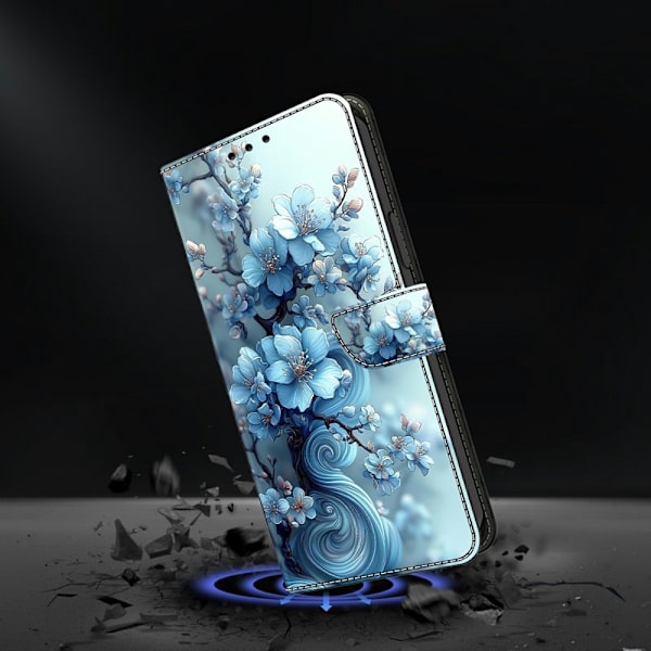 Plånboksfodral för Samsung Galaxy S26 Fällbart Ställ - Isblå Blomma