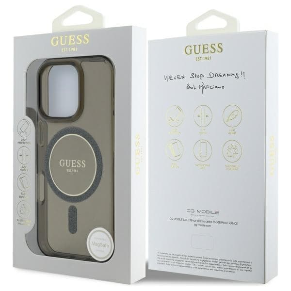 Guess Telefontaske til iPhone 16 Pro Max MagSafe IML Glitter Circle - Sort Black