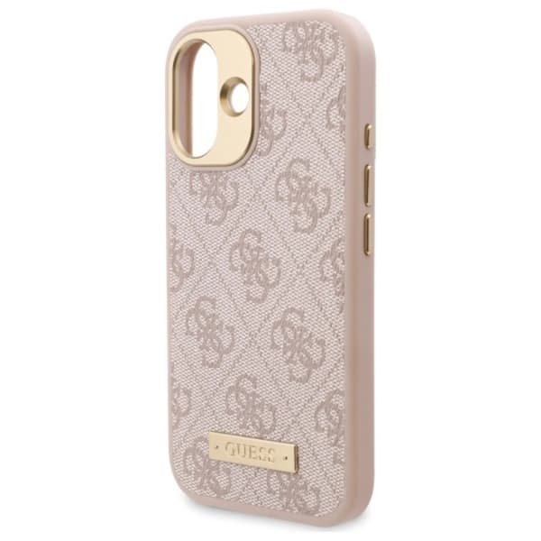 Guess Telefontaske til iPhone 16 MagSafe 4G Logo Plate - Lyserød Rosa