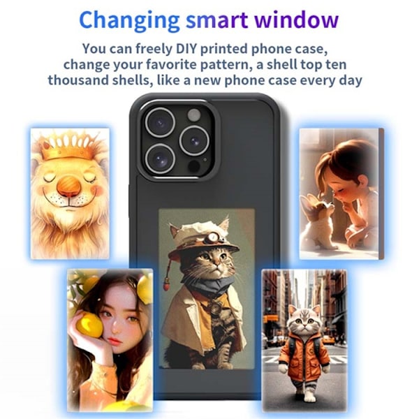 Mobilskal till iPhone 16 Pro Max NFC DIY Customized HD Smart E-Ink - Grå Grå