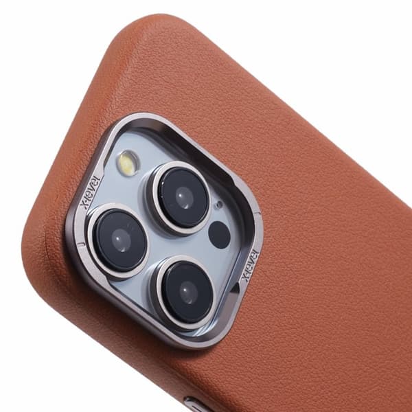 X-LEVEL Mobilskal till iPhone 14 Pro Slim PU Läder Hård PC - Brun