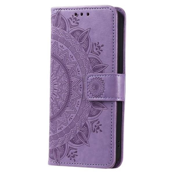 Galaxy A24 4G Plånboksfodral Imprinted Mandala Flower - Lila Lila