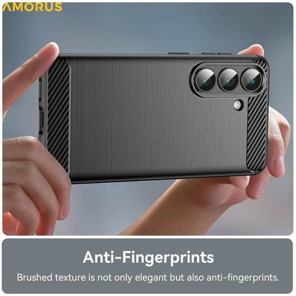 Amorus Mobilskal för Samsung Galaxy S26 Kolfiber Textur Skydd - Svart