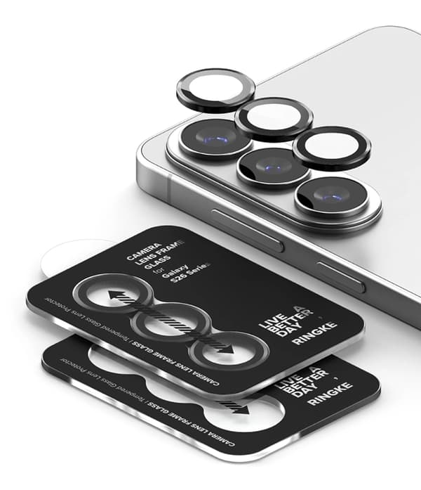[2-Pack] Ringke kameradæksel hærdet glas til Galaxy S26/S26 Plus - Sort Svart