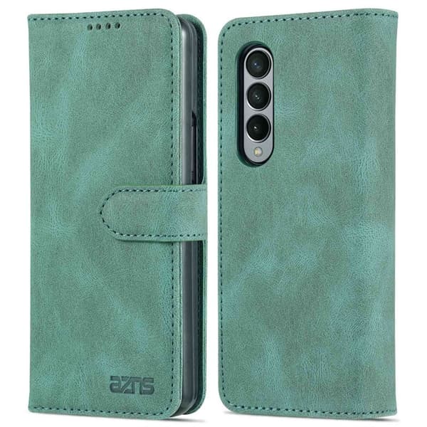 AZNS Samsung Galaxy Z Fold4 Plånboksfodral Konstläder - Grön