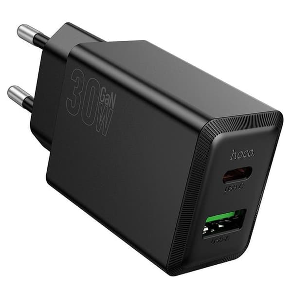 Hoco Snabbladdare PD 30W USB-A USB-C QC3.0 AFC 3A N71 - Svart