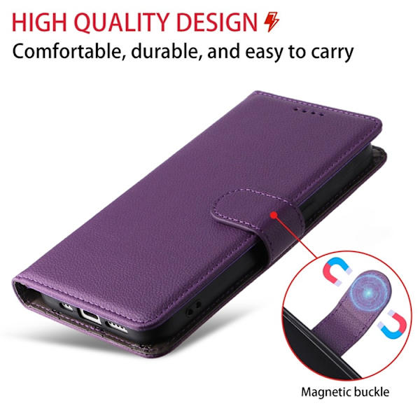 iPhone 17 Pro Plånboksfodral RFID Blocking med Handledsrem Lila