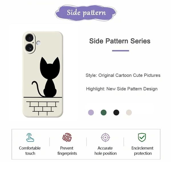 Mobilskal till iPhone 17 Black Cat on the Wall - Lila Lila