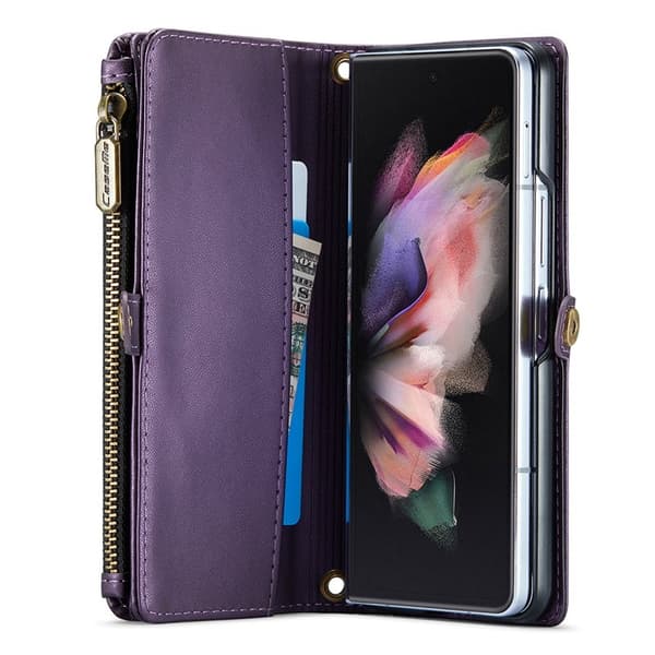 CASEME Plånboksfodral Konstläder för Samsung Galaxy Z Fold3 5G - Lila
