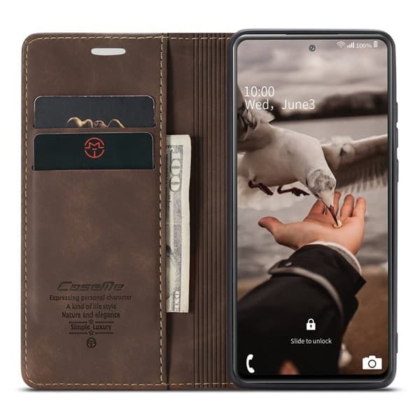 CASEME 013 Series Plånboksfodral för Samsung Galaxy S20 FE 2022 - Brun
