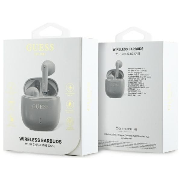 Guess TWS In-Ear Hörlurar Bluetooth Printed Classic Logo - Taupe Brun