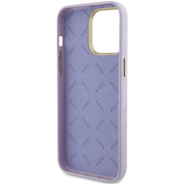 Guess iPhone 15 Pro Max -puhelinkuori Glitter Glossy Script - Lila Lila