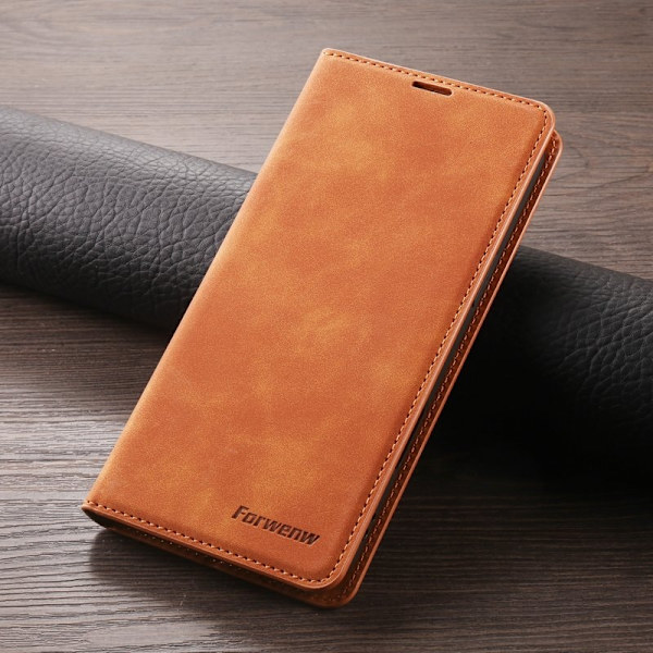 FORWENW iPhone 17 Plånboksfodral Konstläder - Brun