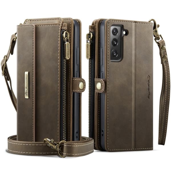 CASEME Konstläder Plånboksfodral för Samsung Galaxy S22+ 5G - Brun