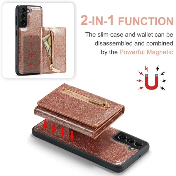 DG.MING M3 Series Samsung Galaxy S23 Konstläder Plånboksfodral Roséguld