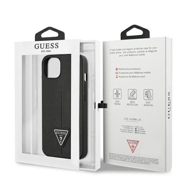 Guess iPhone 13 Mini Skal Saffiano Triangle Logo - Musta Black