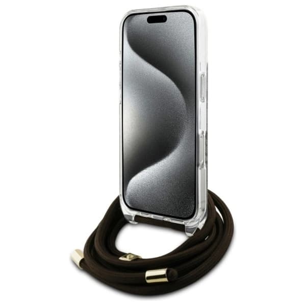 Guess Telefontaske til iPhone 16 Pro Crossbody Cord 4G Print - Brun Brun