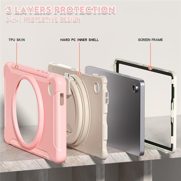 Mobilskal till Galaxy Tab A11 Rotary Kickstand Handle - Sakura Rosa Rosa