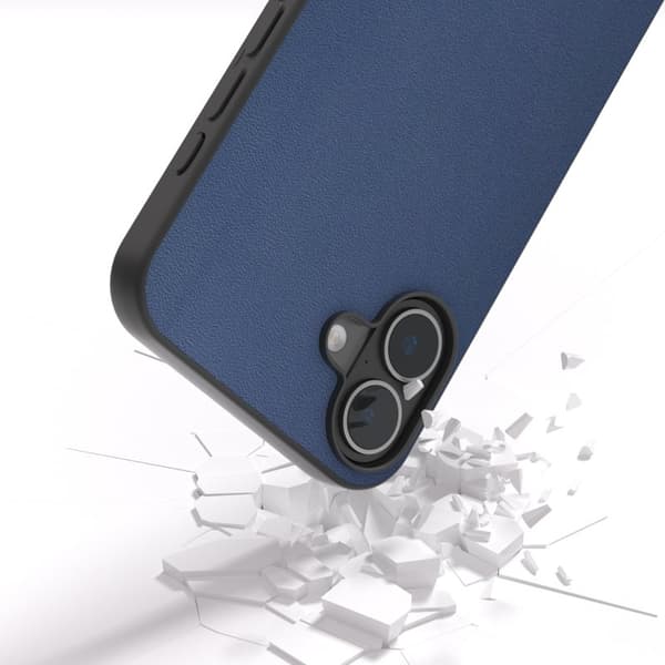 ABEEL Mobilskal till iPhone 16 Plus Äkta Läder + PC + TPU Skydd - Blå