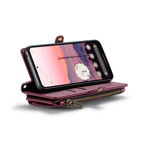 CASEME Plånboksfodral Konstläder för Google Pixel 10 Pro - Vinröd