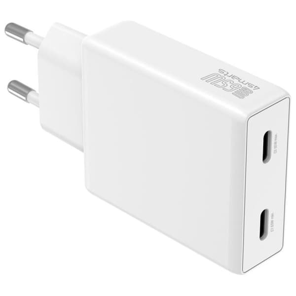 4smarts Snabbladdare 65W 2xUSB-C PDPlug Slim Dual - Vit Vit