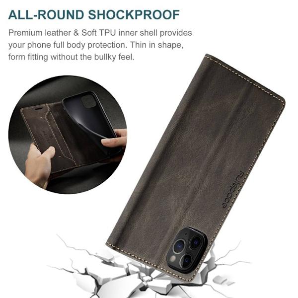 AUTSPACE A01 iPhone 11 Pro Plånboksfodral Konstläder - Brun