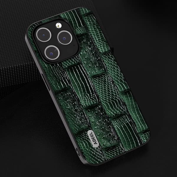 ABEEL iPhone 15 Pro Max Plånboksfodral Skärmskydd Grön Mahjong Textur
