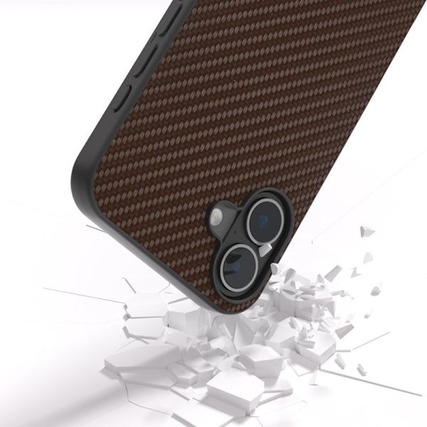 ABEEL Mobilskal till iPhone 16 Kolfiber Textur PU - Brun