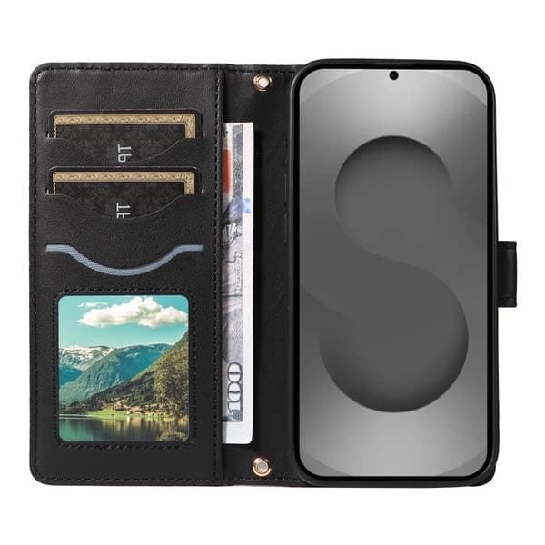 Samsung Galaxy S26 Ultra Plånboksfodral Rhombus Konstläder - Svart