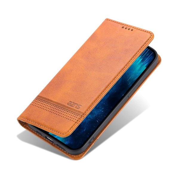 AZNS iPhone 14 Pro Max Plånboksfodral Konstläder - Brun