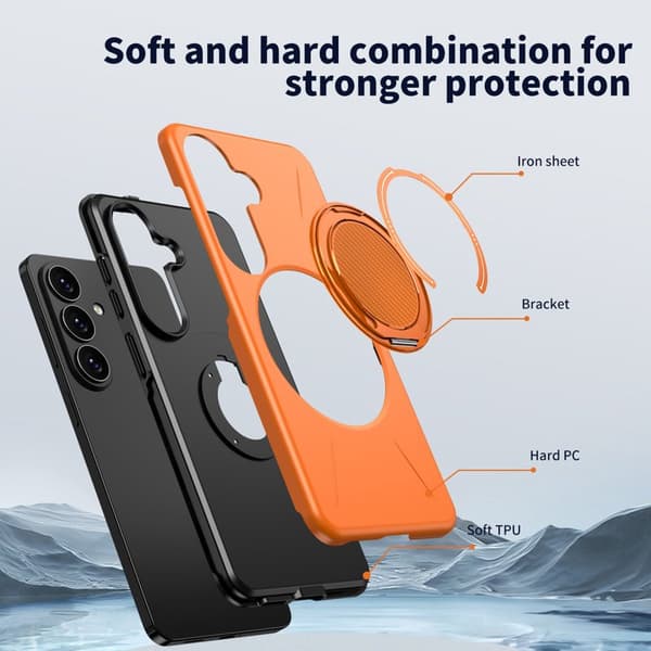 Mobilskal för Samsung Galaxy S26 Magnetiskt Kickstand TPU + PC - Orange