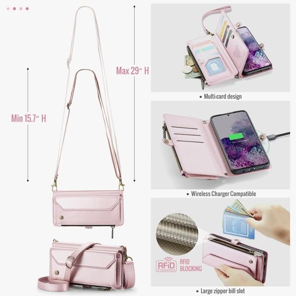 CASEME Plånboksfodral Konstläder för Samsung Galaxy S20 Plus - Rosa