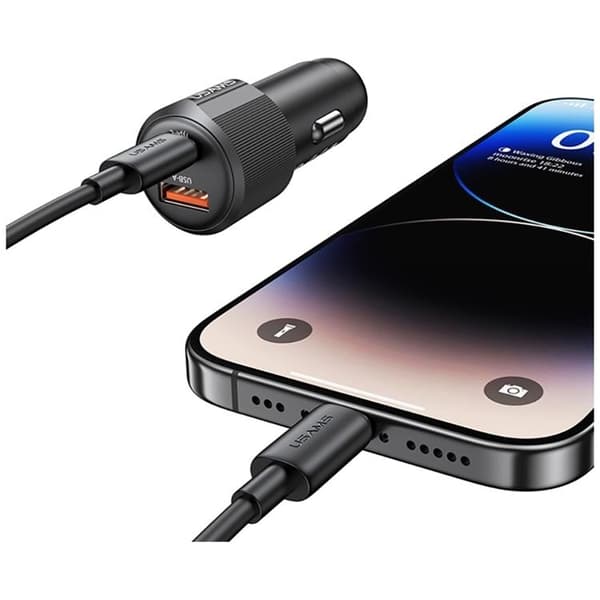 USAMS Billaddare 60W 1xUSB-A 1xUSB-C YT - Svart Svart