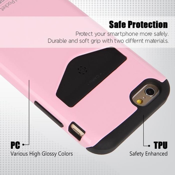 Mercury iPocket skal med kortplats till Apple iPhone 6(S) Plus -  Rosa Pink