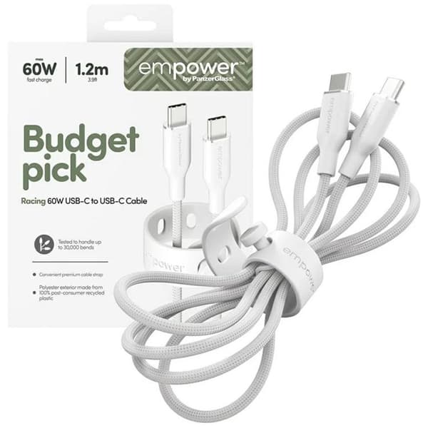 Empower by PanzerGlass USB-C till USB-C 60W Kabel 1.2m Racing Silver