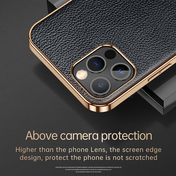 SULADA Mobilskal till iPhone 13 Pro PU Läder Litchi Textur Svart