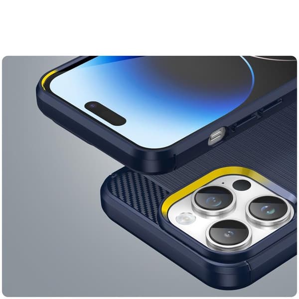 iPhone 15 Pro Max Mobilskal Carbon Fleksibel - Blå Blå
