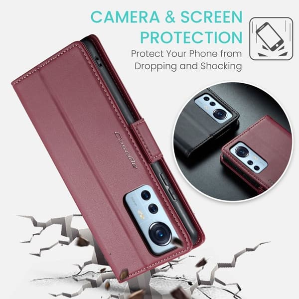 CASEME Plånboksfodral Konstläder för Xiaomi 12 5G - Röd