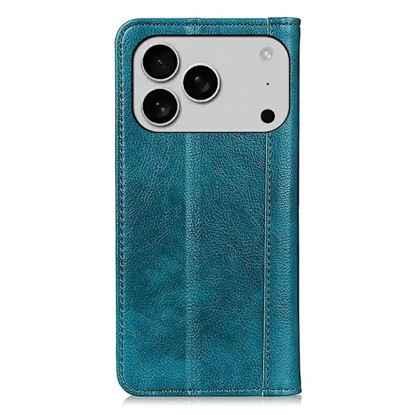 iPhone 17 Pro Max Plånboksfodral Äkta Läder Litchi - Grön Grön
