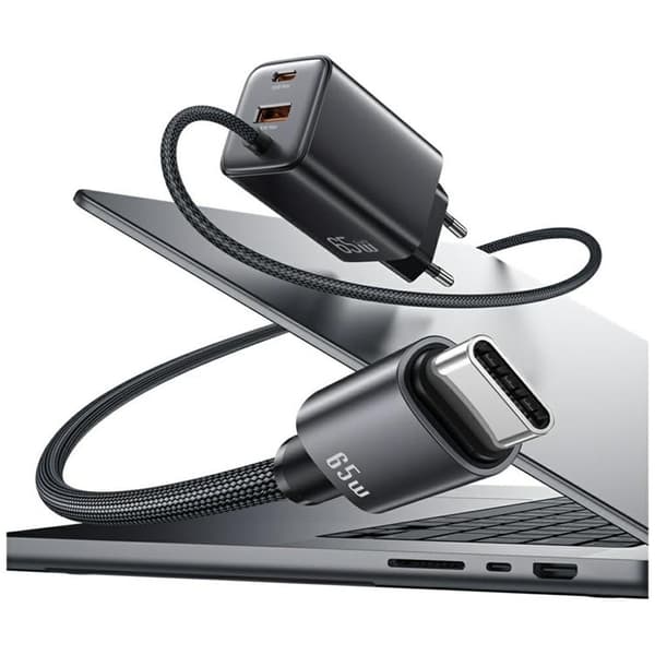 USAMS Hurtigoplader 65W 2xUSB-C 1xUSB-A GaN JC - Hvid Vit