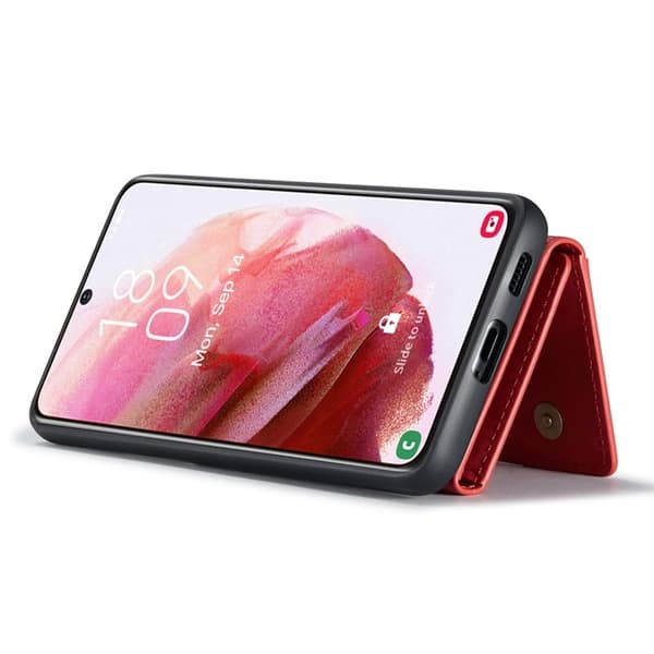 DG.MING Konstläder Plånboksfodral för Samsung Galaxy S23+ Röd