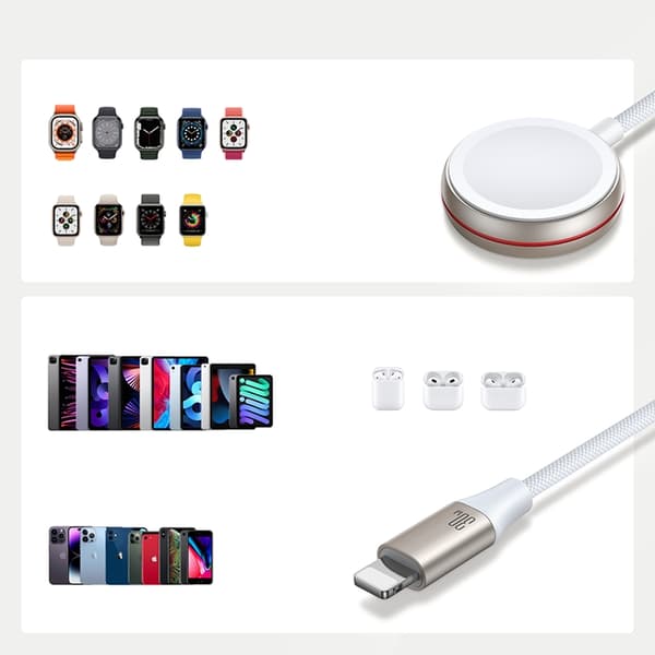 Joyroom 2in1 Lightning Kabel Och Inductive Laddare 1.5m - Vit Vit