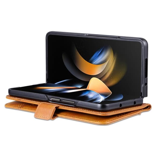 AZNS Samsung Galaxy Z Fold4 Plånboksfodral Konstläder - Brun
