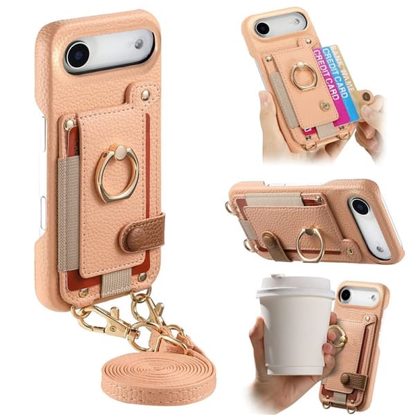 Mobilskal till iPhone Air med Korthållare Ring Kickstand - Rosa Rosa