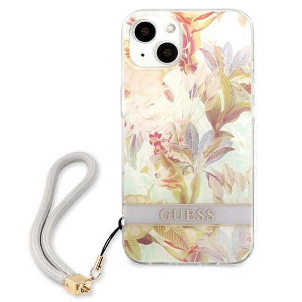 Guess iPhone 13 Mini Skal Flower Strap - Lilla