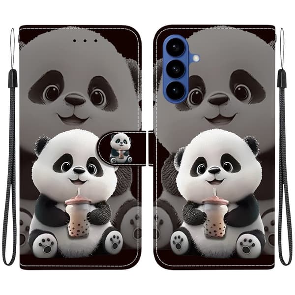 Plånboksfodral för Samsung Galaxy S26 Plus Konstläder Ställ - Mjölk Te Panda