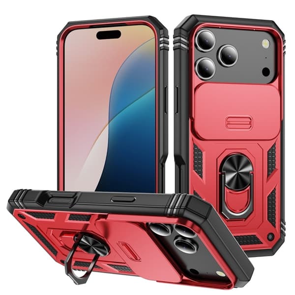 Mobilskal till iPhone 17 Pro Slide Camshield Kickstand - Röd Röd